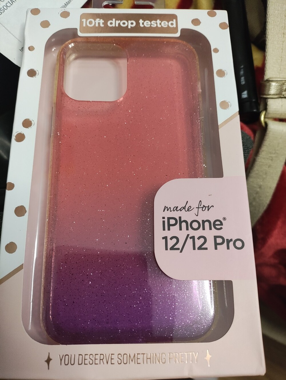 Glitter Ombre iPhone 12/12 Pro Case - Pink to Purple